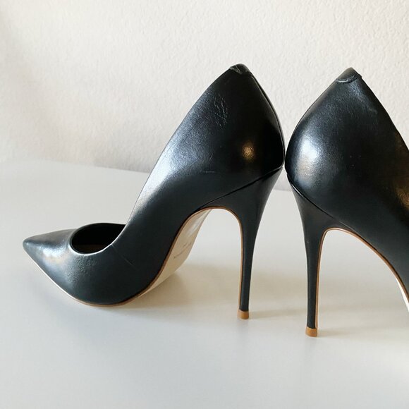 NEW Massimo Matteo Pointy Toe Black Pumps Heels Leather Women's Size 7M - Picture 6 of 11